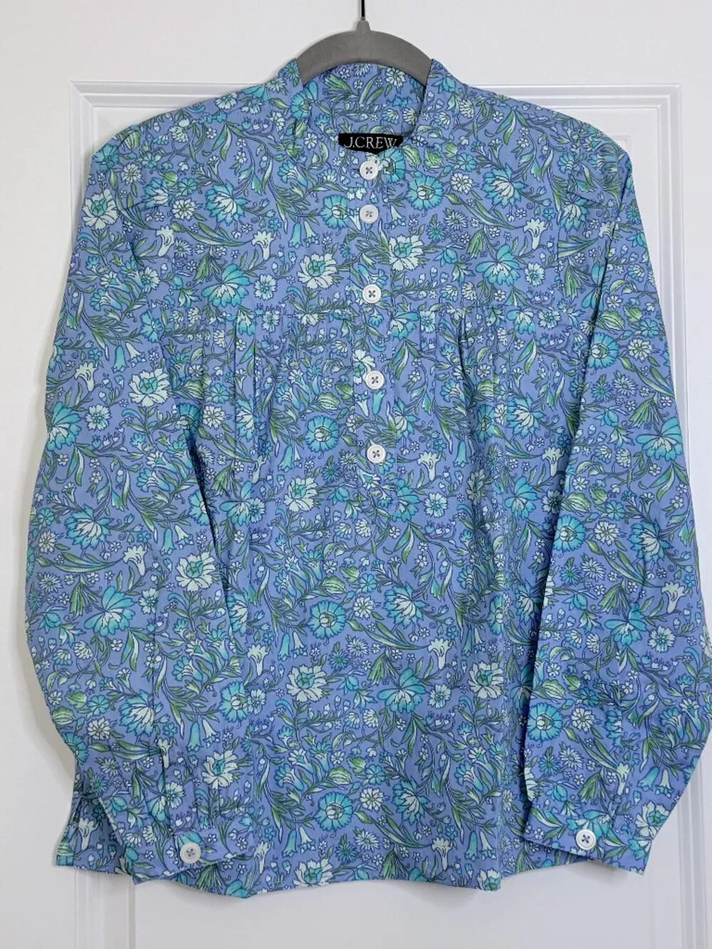 J.Crew Women's Fresco Gathered Front Popover Top Cotton Poplin Floral SZ: XS